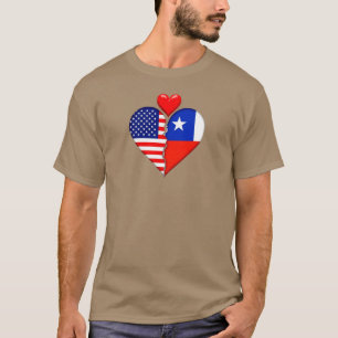 USA Chile Herz Flaggen Spanisch Hispanisches Erbe T-Shirt