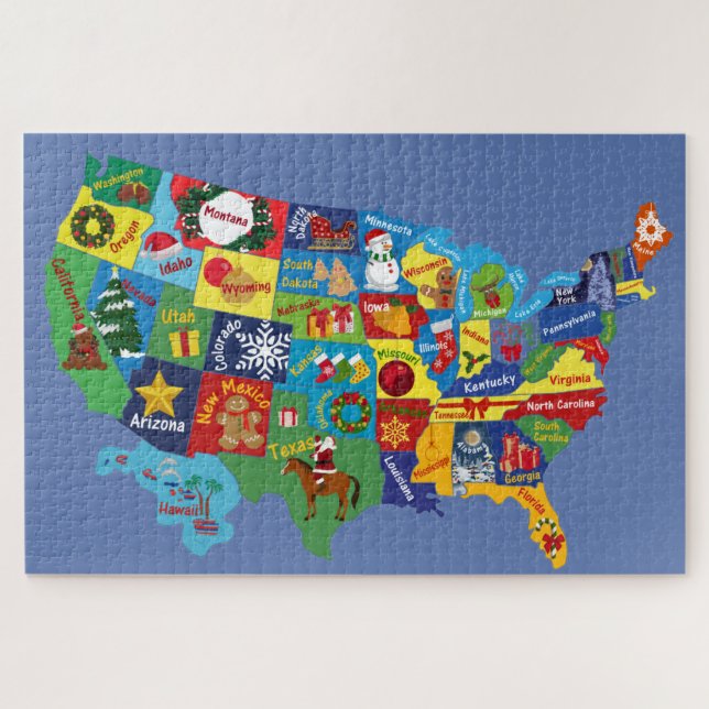 USA Christmas MAP Puzzle (Horizontal)