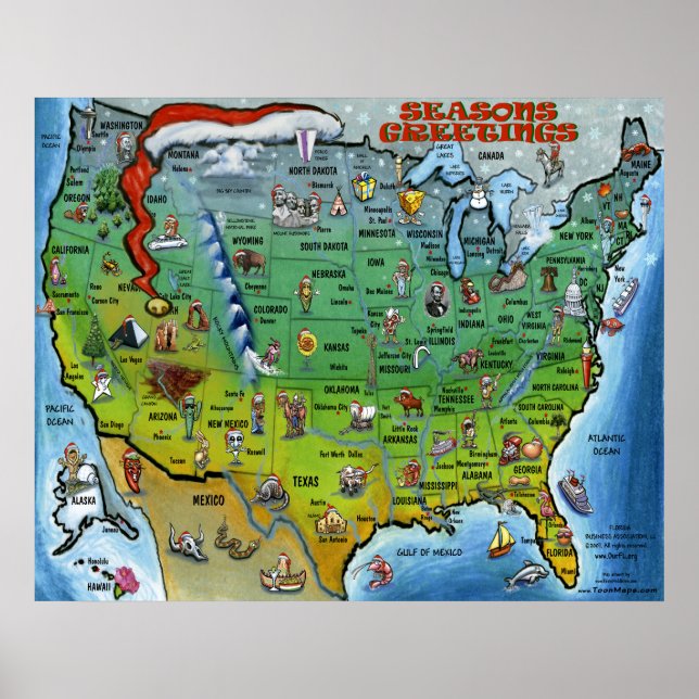 USA Chrsitmas Map Poster (Vorne)