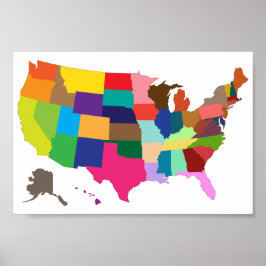 USA Color Map Poster