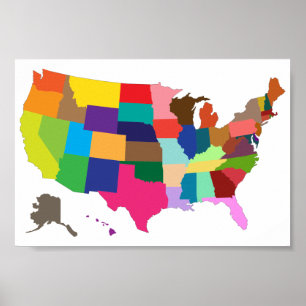 USA Color Map Poster