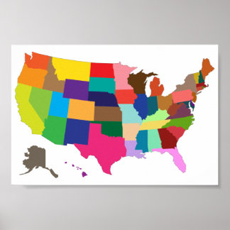 USA Color Map Poster