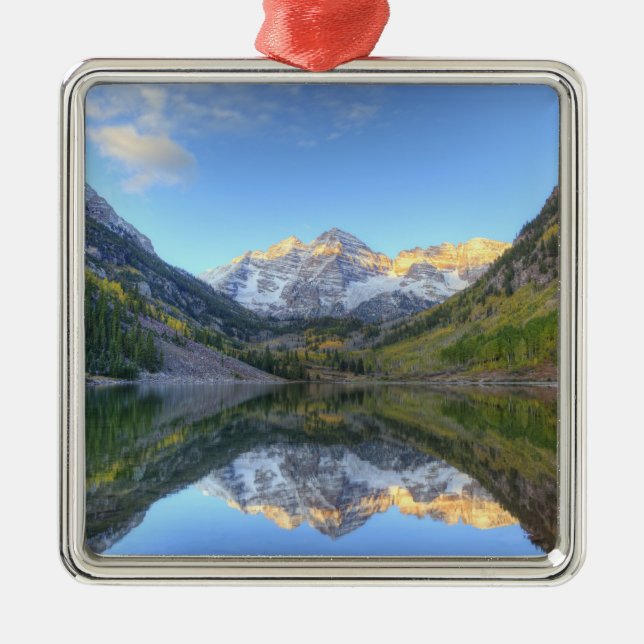 USA, Colorado, Maroon Bells-Snowmaß Silbernes Ornament (Vorne)