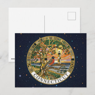 USA Connecticut Staatssymbole Postkarte