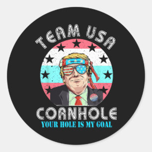 Usa Cornhole-Shirt Team Cornhole-Shirts Lustige Ma Runder Aufkleber