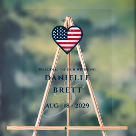 USA Couple Heart Wedding Welcome Acrylschild