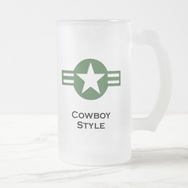 USA Cowboy Style Green Mattglas Bierglas (Rechts)