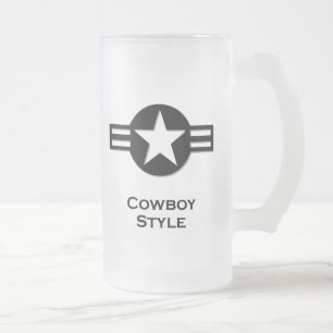 USA Cowboy Style schwarz Mattglas Bierglas