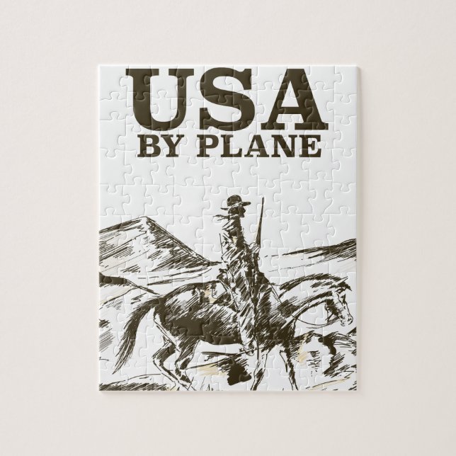 USA Cowboy Travel Poster Puzzle (Vertikal)