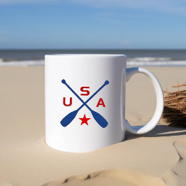 USA Crossed Paddle Oars mit Star Light Color Kaffeetasse