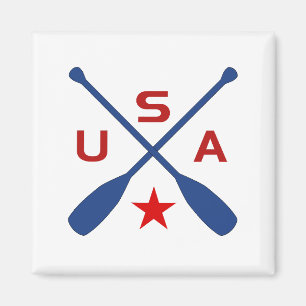 USA Crossed Paddle Oars mit Star Light Color Magnet
