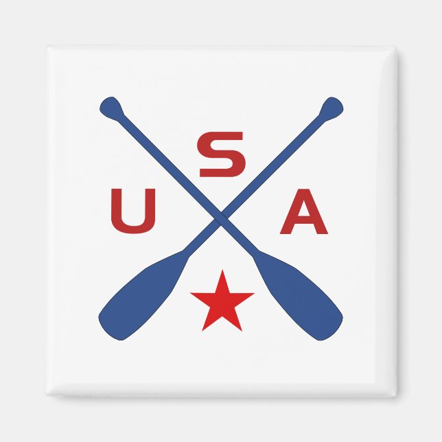 USA Crossed Paddle Oars mit Star Light Color Magnet (Vorne)