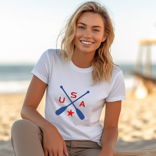 USA Crossed Paddle Oars mit Star Light Color T-Shirt