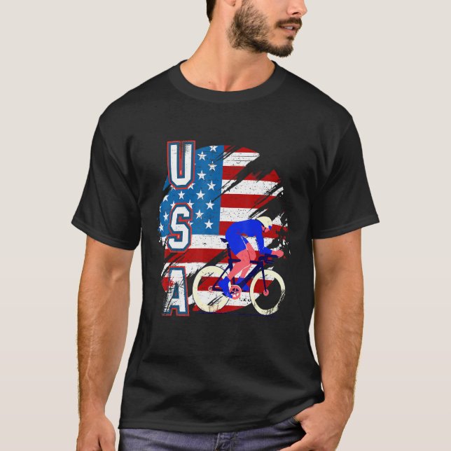 USA Cycling American Flag Cycling Team T-Shirt (Vorderseite)