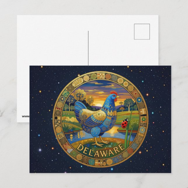 USA Delaware Staatssymbole Postkarte (Vorne/Hinten)