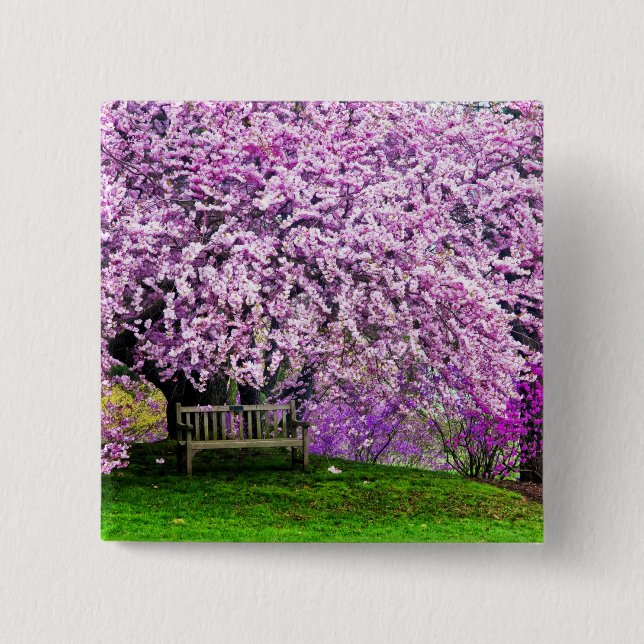 USA, Delaware, Wilmington. Holzbank unter Button (Vorderseite)