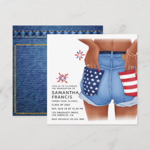 USA Denim Girl Abschlussfeier Einladung