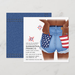 USA Denim Girl Abschlussfeier Einladung