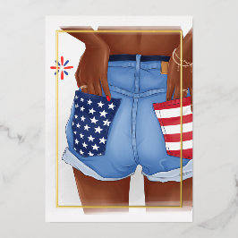 USA Denim Girl Birthday Party Foil Einladung