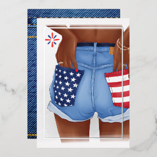 USA Denim Mädchen Geburtstagsfeier Folien-Einladun Folieneinladung