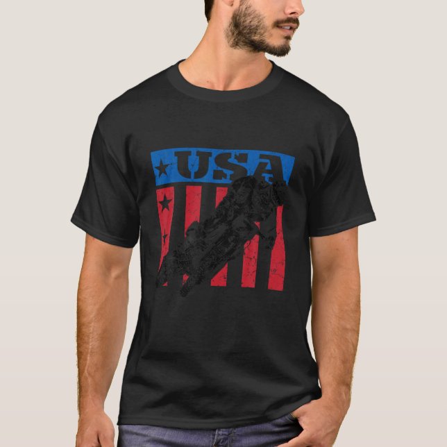 USA Dirt Bike 4. Juli Motocross American Flag T-Shirt (Vorderseite)