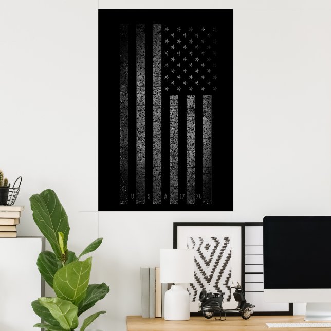 USA Distressed Text Vintag Grunge American Flag Poster (Heimbüro)