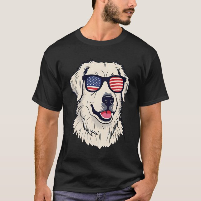 USA Dog Lover - Cooler Hund mit amerikanischen Fla T-Shirt (Vorderseite)
