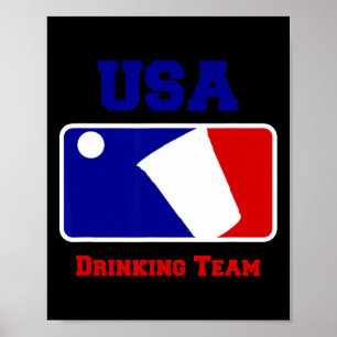 Usa Drink Team Funny Party Beer Pong Game Poster