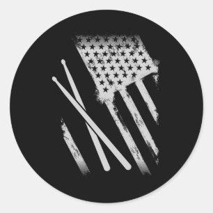 USA Drumsticks American Flag Patriotic Drummer Runder Aufkleber
