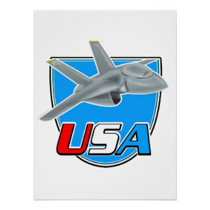 USA-Düsenflugzeug-Logo Poster