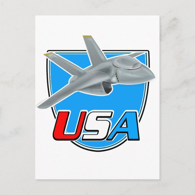 USA-Düsenflugzeug-Logo Postkarte (Vorderseite)