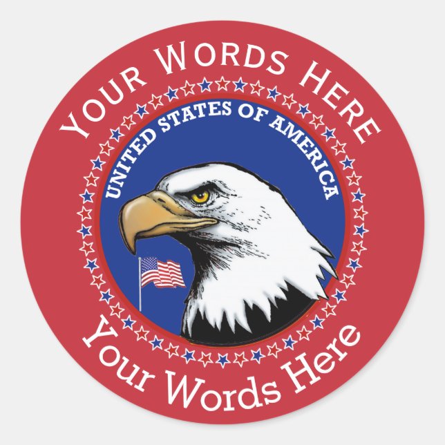 USA EAGLE FLAG CUSTOM ROUND STICKER (Vorderseite)