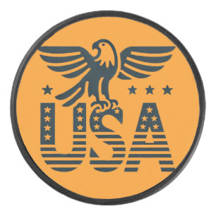 USA Eagle Patriotic Design - US Flagge Style Eishockey Puck