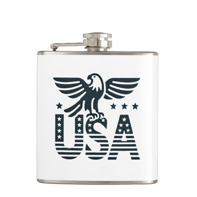 USA Eagle Patriotic Design - US Flagge Style Flachmann (Vorderseite)