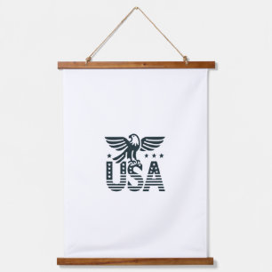 USA Eagle Patriotic Design - US Flagge Style Wandteppich Mit Holzrahmen