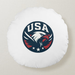 USA Eagle Roundel — Aggressives Sportsymbol Rundes Kissen