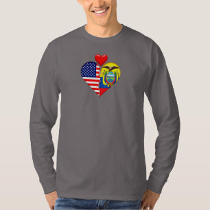 USA Ecuador Herz Flaggen Spanisch Hispanisches Erb T-Shirt