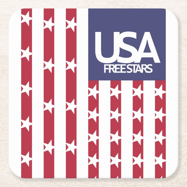 USA/EEUU FREE STARS FLAG BY MASANSER PIXELAT RECHTECKIGER PAPPUNTERSETZER (Vorderseite)
