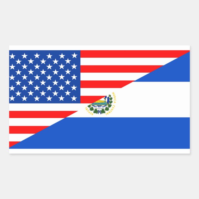 usa el salvador Land Halbfahne America Symbol Rechteckiger Aufkleber (Vorderseite)