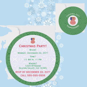 USA Engel Weihnachtsflagge Personalisierter Text Einladung
