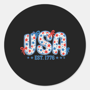 USA EST 1776 Feuerwerk Schleifen Niedlich Coquette Runder Aufkleber