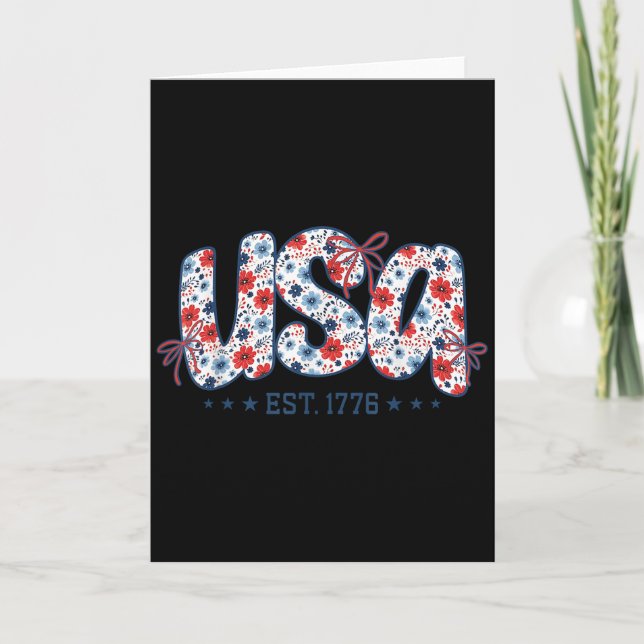 Usa Est 1776 Floral Preppy 4. Juli Coquette Bo Karte (Vorderseite)