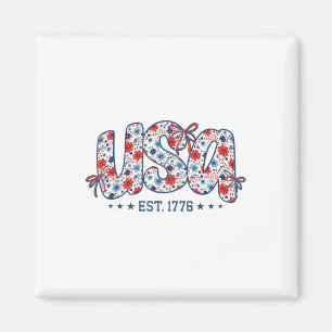 Usa Est 1776 Kokette Schleife 4. Juli Usa Floral G Magnet