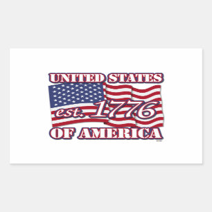 USA est 1776 mit US-Flagge Rechteckiger Aufkleber