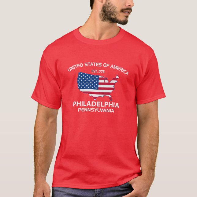 USA EST. PHILADELPHIA 1776 PENNSYLVANIA T-Shirt (Vorderseite)