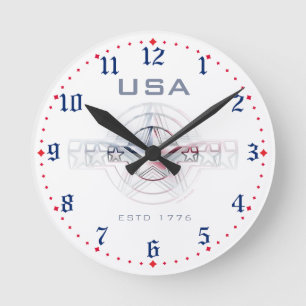 USA Estd. 1776 Runde Wanduhr