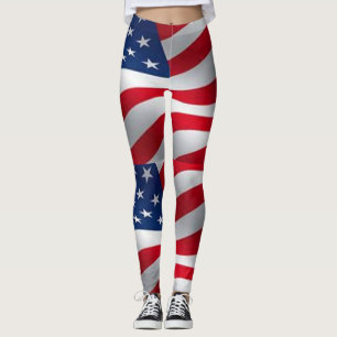 usa Fahne patriotische Muster rot blaue Farben Leggings