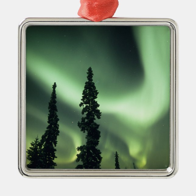 USA, Fairbanks area, Central Alaska, Aurora 2 Silbernes Ornament (Vorne)