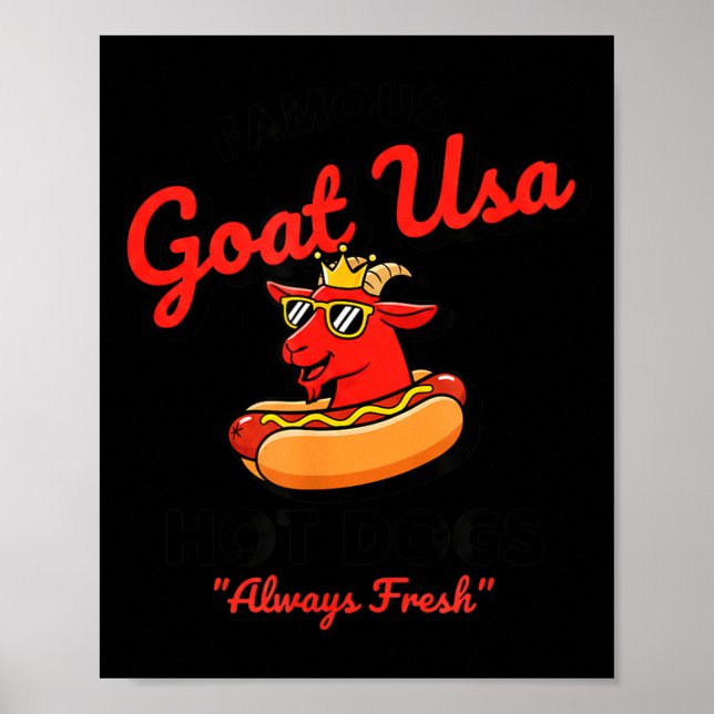 Usa Famous Goat Usa Hot Dogs, Funny American Bbq & Poster (Vorne)