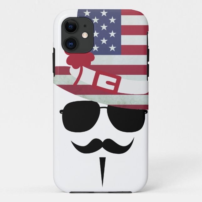 USA Fan with Mustache Case-Mate iPhone Hülle (Rückseite)